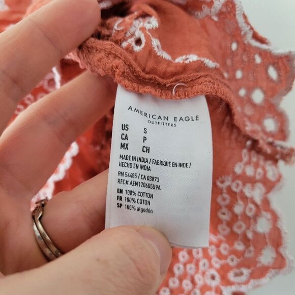 American Eagle Eyelet Women's Boho Top Small 100% Cotton - Picture 7 of 9